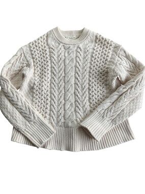 Everlane 100% Organic Cotton Cream Cable-Textured Crewneck Sweater